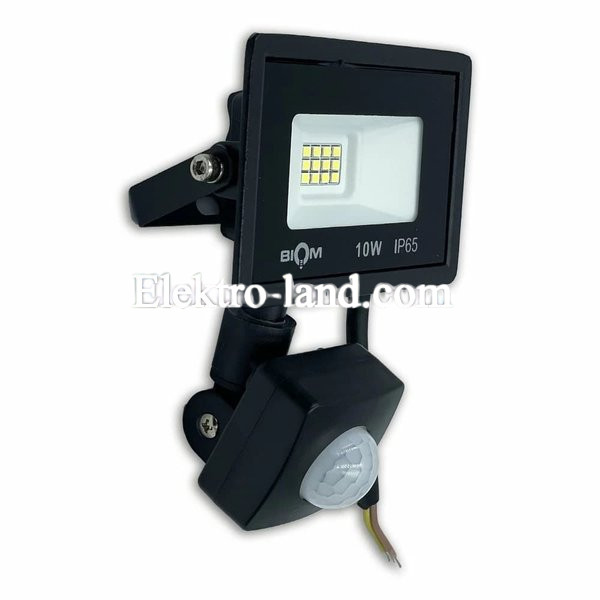 LED прожектор Biom 10W 6200К IP65 220V с датчиком движения S6-SMD-10-Slim+Sensor 